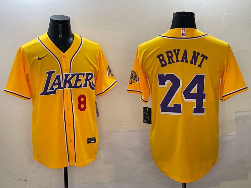 Men Los Angeles Lakers #24 Bryant Yellow Joint Name Nike 2025 NBA Jersey style 9->los angeles lakers->NBA Jersey